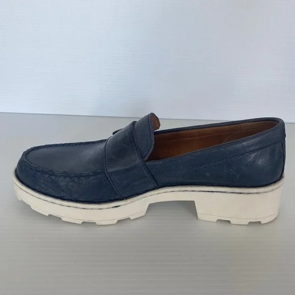 Born Contessa Navy Leather Buckle Platform Loafers Women Size 9 - Picture 5 of 11